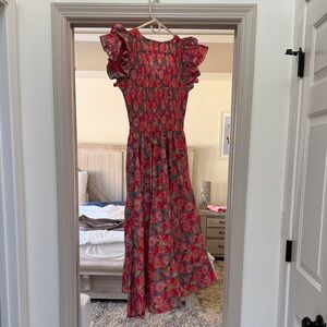 Ivy City Co Red Floral Midi Dress